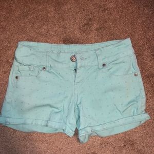 green polka dot shorts